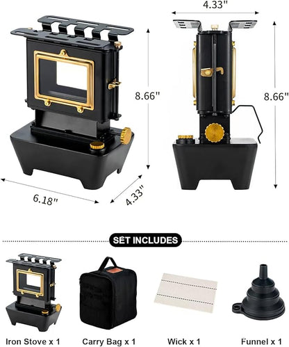 Camping Oil Lantern，Oil Lamp with Cooker Stove，Fuel Lamp for Outdoor，Portable Oil Lamp，Portable and Convenient for Heating and Cooking (Black)