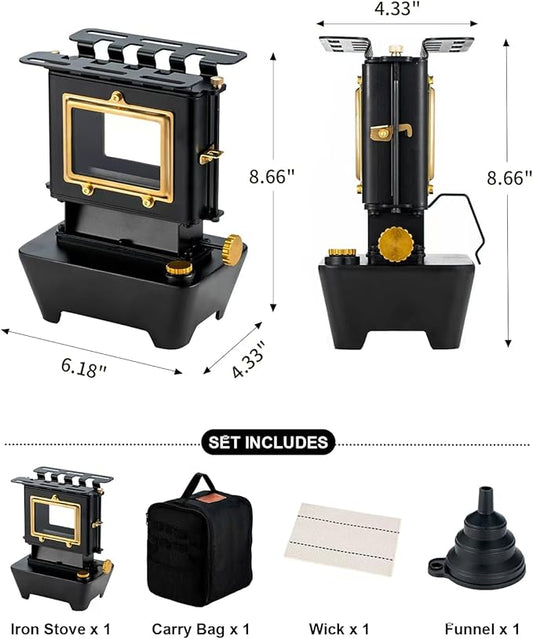 Camping Oil Lantern，Oil Lamp with Cooker Stove，Fuel Lamp for Outdoor，Portable Oil Lamp，Portable and Convenient for Heating and Cooking (Black)