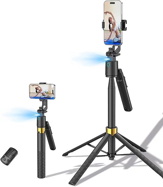 70" Tripod for Phone, Portable All in One Extendable Cell Phone Tripod Stand, Tall Travel Tripods for Recording Video Selfies Photo, with Wireless Remote Control for iPhone、Samsung、Android