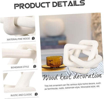 Wood Chain Link Decor for Rustic Home Minimalist Wall Hanging Accents Natural Wood Knot Decoration for Living Room and Shelf 30 Length