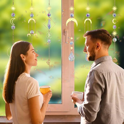 Crystal Suncatcher, 6 Pcs Sun Catchers for Indoor Windows Hanging Crystals Prism Rainbow Maker Ornaments for Garden Home Balcony Ceiling Cute Room Decor Wedding Party Gifts