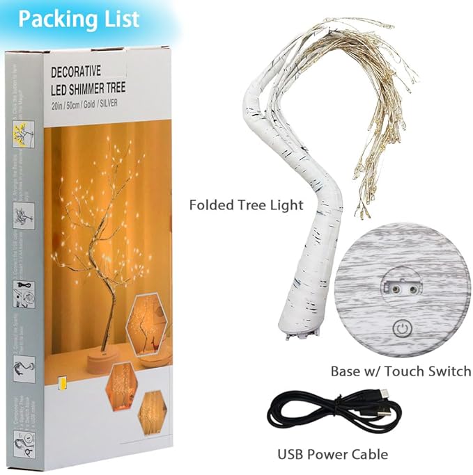 OTAVILEM Room Decor, 20" 108 LED Twinkling Tree Lamp, DIY Artificial Tree Lamp, Battery/USB Operated, Tabletop Bonsai Tree Light for Living Room Bedroom Christmas Home Gifts House Decor