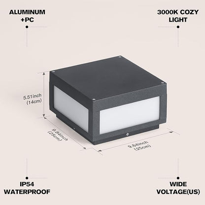 Outdoor Post Lights, 9.84" Pillar Light Outdoor, IP54 Waterproof Column Lights Hard Wired, 3000K Post Lamp Modern for Outside Posts Fence Deck Gate Entrance Yard Driveways