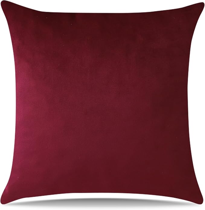 Artscope Luxury Velvet Pillow Covers Super Soft Decorative Square Throw Pillow Covers Case Cushion Covers for Sofa Couch Bedroom Car Decor 26x26 Inch Wine Red