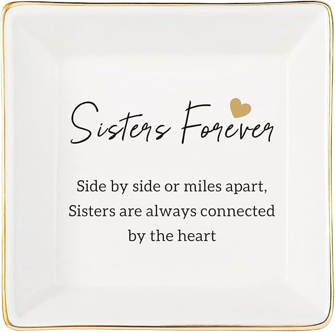 Gifts For Sister - Ring Dish Jewelry Tray, Sister Birthday Gifts - Forever Connected