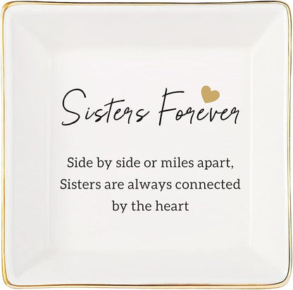 Gifts For Sister - Ring Dish Jewelry Tray, Sister Birthday Gifts - Forever Connected