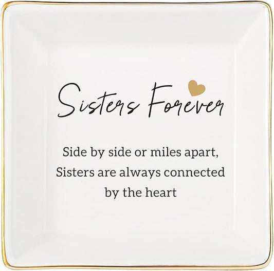 Gifts For Sister - Ring Dish Jewelry Tray, Sister Birthday Gifts - Forever Connected