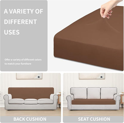 Easy-Going 100% Waterproof Oversized Sofa Seat Cushion Slipcovers Couch Cushion Cover Stretch Furniture Protector for Kids, Pets (Oversized Sofa Cushion, Brown)