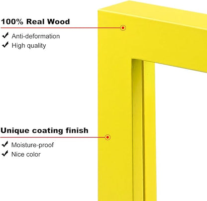 KINLINK 5x7 Picture Frame Yellow, Solid Wood Frames with Acrylic Plexiglass for 3.5x5/4x6 with Mat or 5x7 without Mat, Tabletop and Wall Display Photo Frame, Set of 4