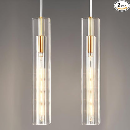 Modern Crystal Ceiling Kitchen Light Fixtures Pendant Lights Mini Pendant Light Pendant Lighting for Kitchen Island Bedroom Living Room Hallway Dining Room (2 Pack)