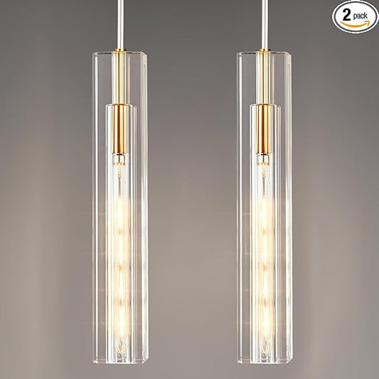 Modern Crystal Ceiling Kitchen Light Fixtures Pendant Lights Mini Pendant Light Pendant Lighting for Kitchen Island Bedroom Living Room Hallway Dining Room (2 Pack)