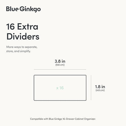 BLUE GINKGO 16 Dividers - Compatible with Medium 16-Drawer Storage Cabinet (16-Pack) - Clear