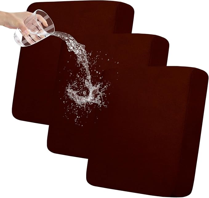 Easy-Going 100% Waterproof Chair Oversized Sofa Seat Cushion Slipcovers Couch Cushion Cover Stretch Furniture Protector for Kids, Pets (3-Piece Oversized Sofa Cushion, Wine)