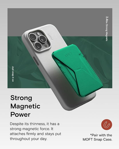 MOFT Magnetic Wallet Stand Compatible with iPhone 17/16/15/14/13/12 Series, Angle Adjustment Magsafe Compatible MOVAS Phone Stand, Oz Green