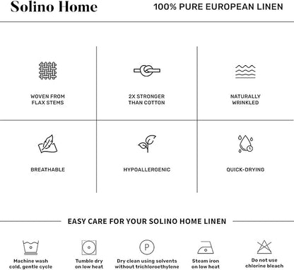 Solino Home Linen Placemats Set of 4 - Classic Hemstitch Brown Placemats 14 x 19 Inch - 100% Pure Linen Table Mats