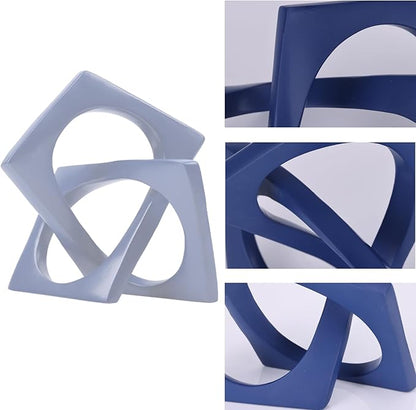 DOVDOV Geometric Cube Blue Knot Decorations, Geometric Sculptures, Modern Home Decorations for Home Decor Accents, Dining Tables, bookcases, Consoles, entryway Tabletop centrepieces