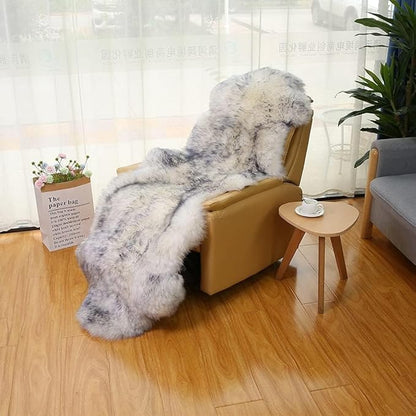 WL&ALLEN Large Sheepskin Rug Genuine Thick and Lush 3 Inch Pile，Luxury Australian Pelts |Large Sheepskin Wool Area Rugs (Double Pelt 2'6" x 6'6",Grey Tip)