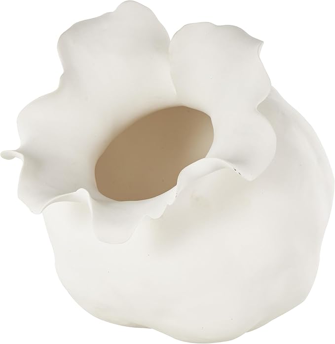 Deco 79 Ceramic Floral Decorative Vase Abstract Floral Inspired Centerpiece Vase, Flower Vase for Home Decoration 8" x 10" x 9", Cream