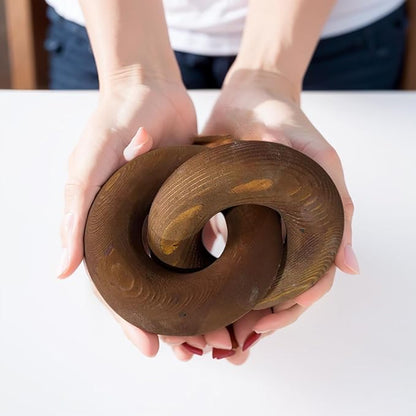 Wood Knot Décor-2 Link Wooden Chain Link Home Decor,Coffee Table Decor Book Shelf Decor Accents Art Decor Living Room Decor Items (Brown)
