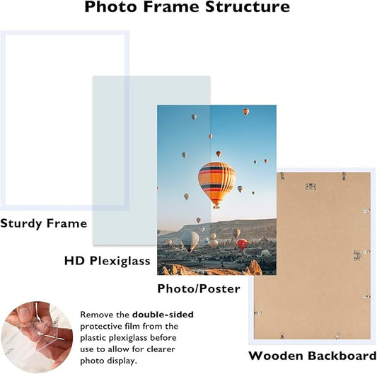 16x24 Picture Frame Set of 2 White for Poster Photo Picture and 40x60 cm Canvas, Horizontal and Vertical Formats for Wall Hanging, 16 x 24 Wall Gallery Poster Photo Frame,2 Pack, White