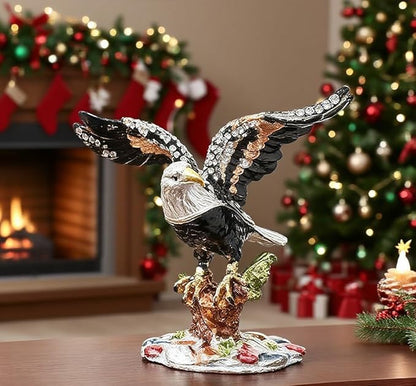 YU FENG 3.9inch Eagle Trinket Box Small Hinged Trinket Boxes Animal Enamel Jewelry Trinket Box Eagle Figurine Ring Box for Daughter Girl Women Christmas Gift