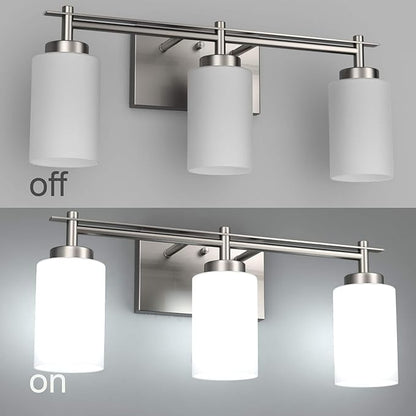 Aipsun Brushed Nickel Bathroom Vanity Light Vintage Bathroom Vanity Lighting Fixtures 3 Lights Industrial Wall Light (Exclude Bulb)