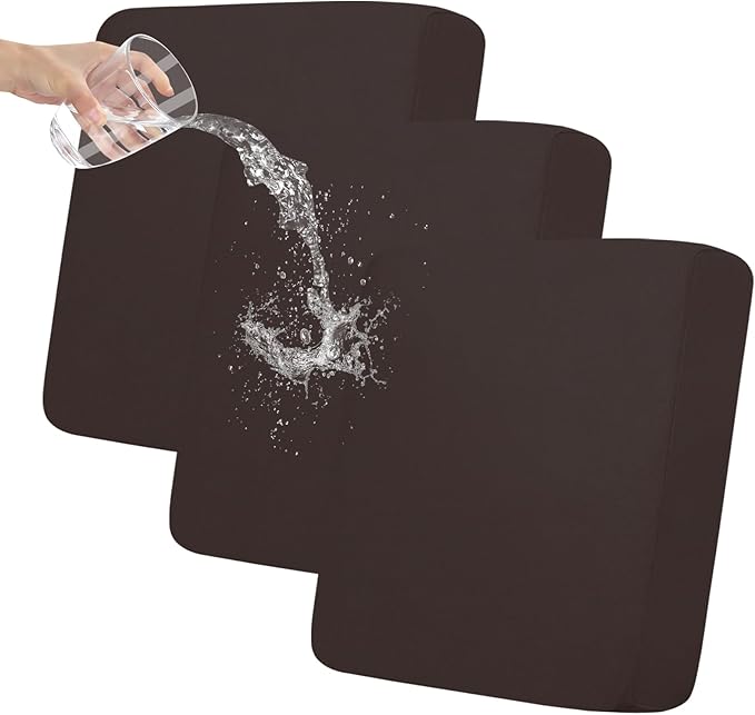 Easy-Going 100% Waterproof Chair Oversized Sofa Seat Cushion Slipcovers Couch Cushion Cover Stretch Furniture Protector for Kids, Pets (3-Piece Oversized Sofa Cushion, Chocolate)