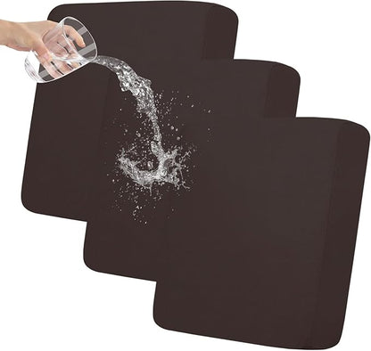 Easy-Going 100% Waterproof Chair Oversized Sofa Seat Cushion Slipcovers Couch Cushion Cover Stretch Furniture Protector for Kids, Pets (3-Piece Oversized Sofa Cushion, Chocolate)