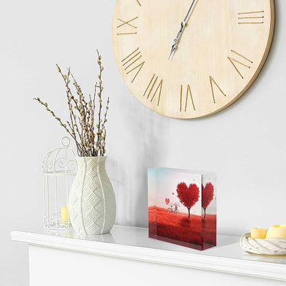 NOHSHE Clear Acrylic Decor Red Tree of Love Valentine's Day Present - Housewarming Presents - Valentine's Day Presents for Girlfriend - Mother's Day Presents for Mom - Farewell Presents for Coworkers