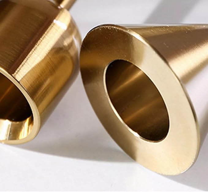 Brass Gold Candlestick Holder,Taper Candle Holders,Candle Stick Holders 2Pcs,Modern Aluminium Taper Holder for Table Mantel Wedding Housewarming Gift
