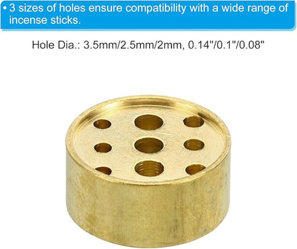 PATIKIL Incense Holder, 2 Pack Brass Incense Cone Burner Stick Holder with 9 Holes Incense Stand Base for Yoga Spa Room Home Office, 0.8" Dia. 0.4" Tall