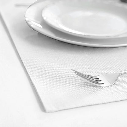 Cloth White Placemats Set of 8, Linen Type Fabric Placemats Machine Washable Heat Resistant Placemats Polyester Place Mats for Halloween, Thanksgiving and Christmas Dining Table (White)