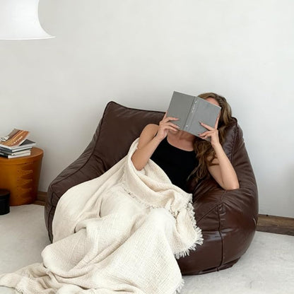 100% Cotton 4-Layer Muslin Blanket with Fringes, 50"x60", Beige Throw Blanket, Ultra-Soft Gauze Blanket, Boho Bedding for All Seasons, Breathable for Couch, Bed(Beige,Throw)