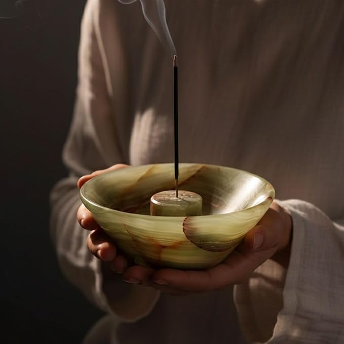 Radicaln Marble Incense Holder 5.5" Inches Green Handmade Incense Stick Holder for Palo Santo Holder, Ideal Marbles Ashtray & Incense Holder Marble for Bedroom