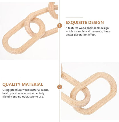 BESPORTBLE Bohemia Wood Chain Pendant Five-Link Medium Size Rustic Farmhouse Hanging Ornament Indoor Wall Decor
