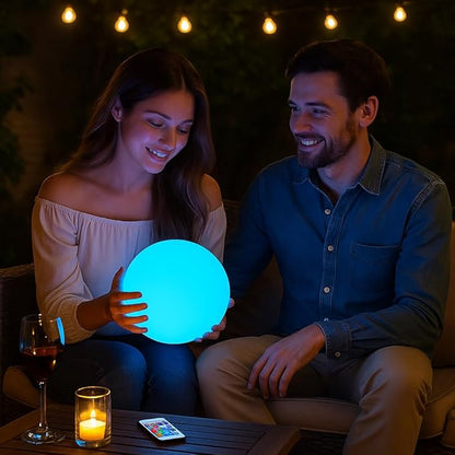 Vandue Color-Changing LED Light Ball – Rechargeable Glow Sphere with Remote – IP65 Waterproof RGB Night Light for Indoor/Outdoor, Pool, Garden, Party & Decor (14 Inch)