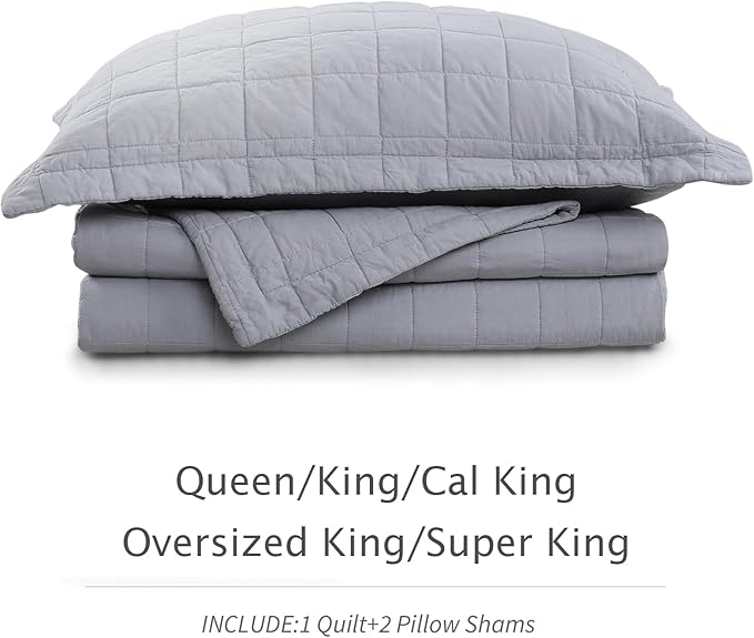 100% Cotton Quilt Sets Oversized King Size - Soft Lightweight Quilt for Bed Bedding Set for Bedroom Decor-Bedspread in Geometric Pattern with 2 Pillow Shams for All Season, 120x120 inches