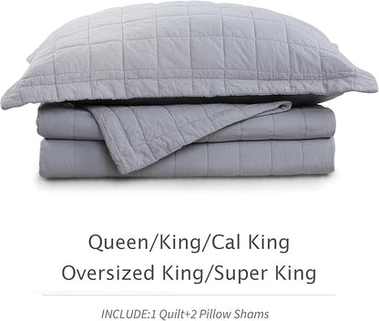100% Cotton Quilt Sets Queen Size- Soft Lightweight Quilt Bedding Set for Bedroom Decor- Bedspread in Geometric Pattern with 2 Pillow Shams for All Season, 90x98 inches