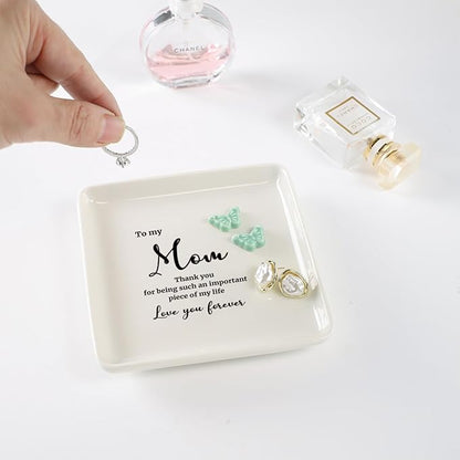 HOME SMIEL Christmas Valentines Gifts for Mom from Daughter Son Ring Dish Jewelry Tray-Best Mom Ever Gifts Unique Mother Mothers Day Birthday-Thank You for Being Such An Important Piece