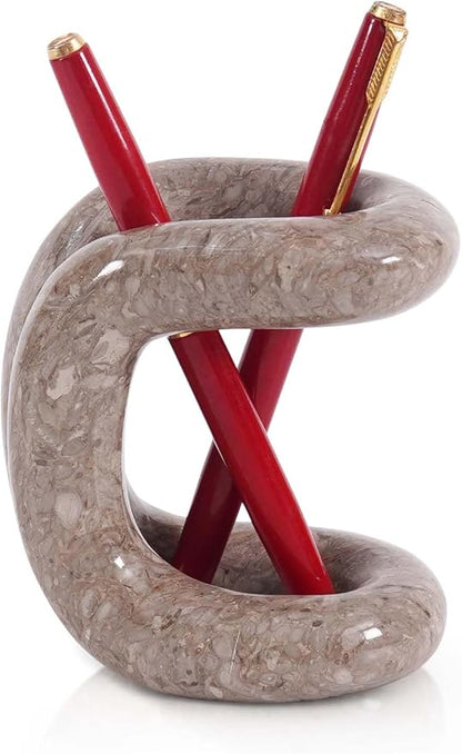 Marble Pen Holder for Desk 4 Inch Oceanic Stone Pencil Holder for Desk Accessories, Workspace Organizers & Office Decor - Pen Organizer for Teacher Supplies & Gifts
