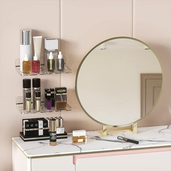 Wall Mount Floating Shelves for 2 Pcs Security Baby Camera Shelf Mini Speaker Other Small Items in Bedroom Bathroom Kitchen Living Room Clear Mini Shelf Flexible Use for Wall Space(S+L)