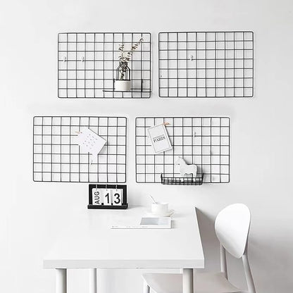 4 Pieces Mounted Photo Grid Wall Grid Decorative Panels(white11.8 x15.7) for Living Room, Bedroom, Office, Study, Etc. Photo Memo Display Grid Panels