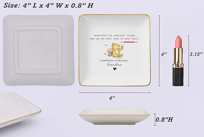 New Grandma Gift-Promoted to Grandmother-Baby Presents Shower-Pregnancy Announcement Present,Baby Reveal Idea-Christmas Gifts-Ceramic Jewelry Tray Trinket Holder Ring Dish