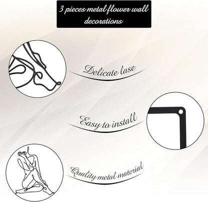 Photect 3 Pcs Metal Wall Art Decor Minimalist Abstract Woman Wall Art Metal Modern Line Drawing Decor Female Single Line Home Hanging for Bedroom Bathroom Living Room Christmas Housewarming(Modern)