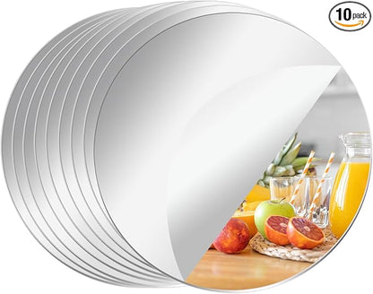 10PCS Small Round Mirrors for Centerpieces, 6inch Circle Mirror Centerpieces for Tables, Small Mirror Tiles for Wall Table Wedding Centerpiece Mirrors Plates for Candle Tray Decorations DIY Craft