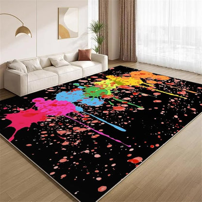 Colorful Paint Splash Rug 5.3x6.7 Area Rugs Abstract Graffiti Art Rugs Ultra Soft Washable Carpet with Non Slip Backing for Living Room Bedroom Gameroom Study Office Home Decor Mat