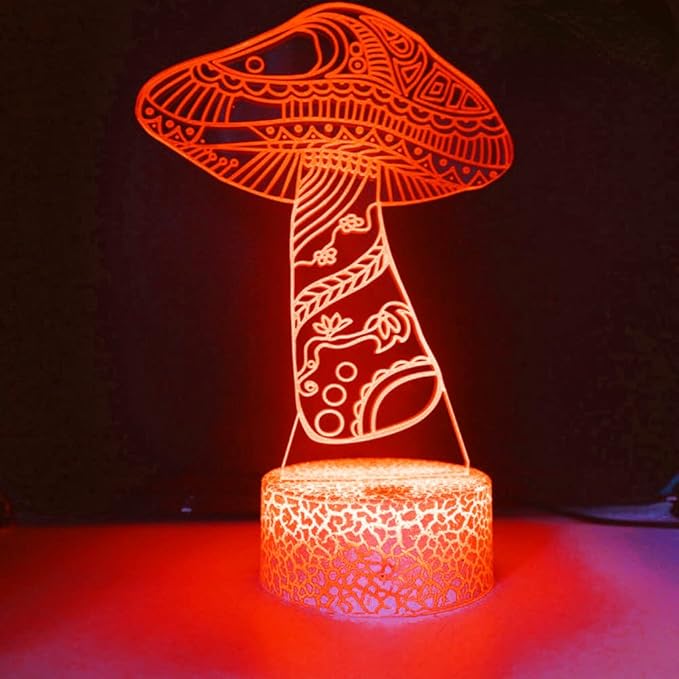 3D Mushroom Night Light led Lamp Illusion 16 Color Changing Table Desk Decoration Lamps Birthday Gift Acrylic Base USB Cable Toy