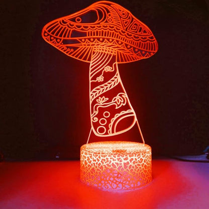 3D Mushroom Night Light led Lamp Illusion 16 Color Changing Table Desk Decoration Lamps Birthday Gift Acrylic Base USB Cable Toy