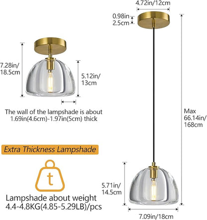 Modern Gold Pendant Lights Kitchen Island Ceiling Chandelier Indoor Crystal Hanging Light Fixtures for Dining Room Kitchen Living Room Bedroom（B-2Pack）