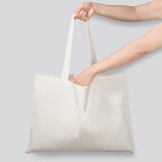 NPBAG 15 Pack 20'' X 16'' Large Natural Cotton Tote Bags, Lightweight Blank Bulk Cloth Bags with 1pc of PTFE Teflon Sheet